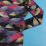 Sexy Printed Stretch Round Neck Long Sleeve Bodycon Tight Fitting Mermaid Long Dress