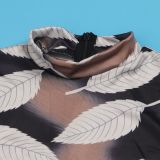 Sexy Printed Stretch Round Neck Long Sleeve Bodycon Tight Fitting Mermaid Long Dress