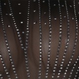 Women Sexy Beaded See-Through Turtleneck Dress