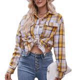 Women Casual oversize loose plaid shirt