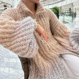 Women sequined V-neck sweater
