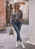 Women Casual oversize loose plaid shirt