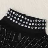 Women Sexy Beaded See-Through Turtleneck Dress