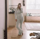 Women solid top and pant two pieces