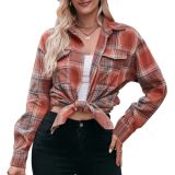 Women Casual oversize loose plaid shirt