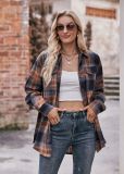 Women Casual oversize loose plaid shirt