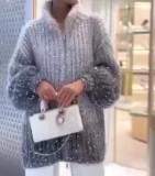 Women sequined V-neck sweater