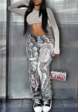 Fall Casual Fashion Women's Multi-Color Pattern Fringed Pants