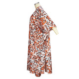 Digital Print Irregular Cardigan Loose Trouserstwo-Piece Set