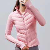 Outdoor Sports Yoga White Goose Padded Down Coat Winter Warm Cotton Padded Short Slim Jacket