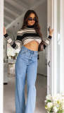 Washed Fashionable Long Denim Straight Leg Pants