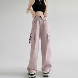 American Cargo Pants Spring And Autumn Retro Loose Straight Casual Wide Leg Pants High Waist Slim Fit Sports Pants