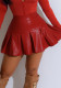 Cute Casual Style Sexy Pleated Leather Mini Skirt