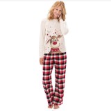 Christmas Elk Print Parent-Child Wear Long-Sleeved Pajamas Set Home Wear Family Outfits