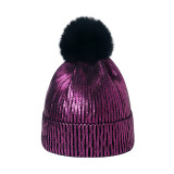 Autumn And Winter Shiny Woolen Hat Hip-Hop Street Fur Ball Knitting Hat For Men And Women