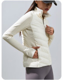 Outdoor Sports Yoga White Goose Padded Down Coat Winter Warm Cotton Padded Short Slim Jacket