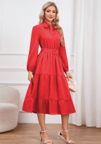 Elegant Slim Chic Tie Collar A-Line Casual Dress Elegant Slim Chic Tie Collar A-Line Casual Dress