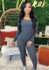 Autumn Women's Fashion Ribbed Knitting High Waist Sports Fitness Jumpsuit