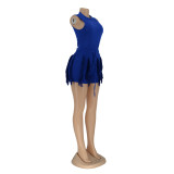 Women'S Solid Fringed Lace Sleeveless Bodysuit Shorts Two-Piece Set