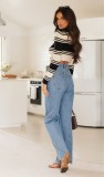 Washed Fashionable Long Denim Straight Leg Pants