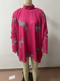 Autumn/Winter Turtleneck Slit Long Sleeve Top Casual Loose Bat Sleeves Women Top