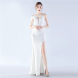 Women Elegant Slit Formal Party Evening Dress