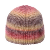 Autumn and winter gradient tie-dye printed warm hat rainbow woolen hat