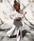 Girls' autumn American jacket and wide-leg pants two-piece set