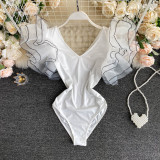 Women Summer Clothes Trendy Multi-Layered Ruffle Bodysuit