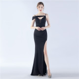 Women Elegant Slit Formal Party Evening Dress