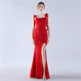 Women Elegant Slit Formal Party Evening Dress