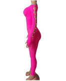 Women Off Shoulder Cut Out Long Sleeve Jumpsuit