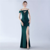 Women Elegant Slit Formal Party Evening Dress