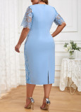Plus Size Women Patchwork Embroidered Lace Dress