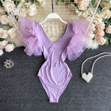 Women Summer Clothes Trendy Multi-Layered Ruffle Bodysuit