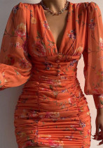 Women summer casual v-neck pleated dress Women summer casual v-neck pleated dress