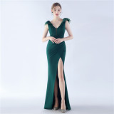 Women Elegant Slit Formal Party Evening Dress