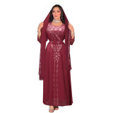 Women Dubai Arabian Beaded Abaya Dress