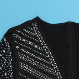 Women Sexy Beaded V-Neck Stretch Jumpsuit