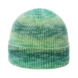 Autumn and winter gradient tie-dye printed warm hat rainbow woolen hat