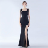 Women Elegant Slit Formal Party Evening Dress