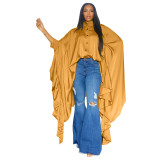 Women Fall Pleated Solid Shirt