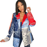 Women Casual Autumn and Winter Paisley Print Blazer