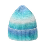 Autumn and winter gradient tie-dye printed warm hat rainbow woolen hat