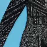 Women Sexy Beaded V-Neck Stretch Jumpsuit