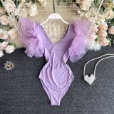 Women Summer Clothes Trendy Multi-Layered Ruffle Bodysuit
