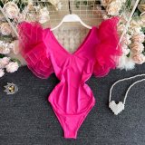 Women Summer Clothes Trendy Multi-Layered Ruffle Bodysuit