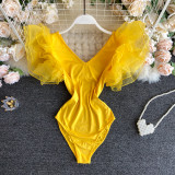 Women Summer Clothes Trendy Multi-Layered Ruffle Bodysuit