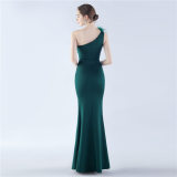 Women Elegant Ostrich Feather Formal Party Evening Dress