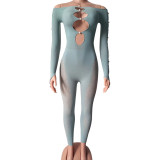 Women Off Shoulder Cut Out Long Sleeve Jumpsuit
